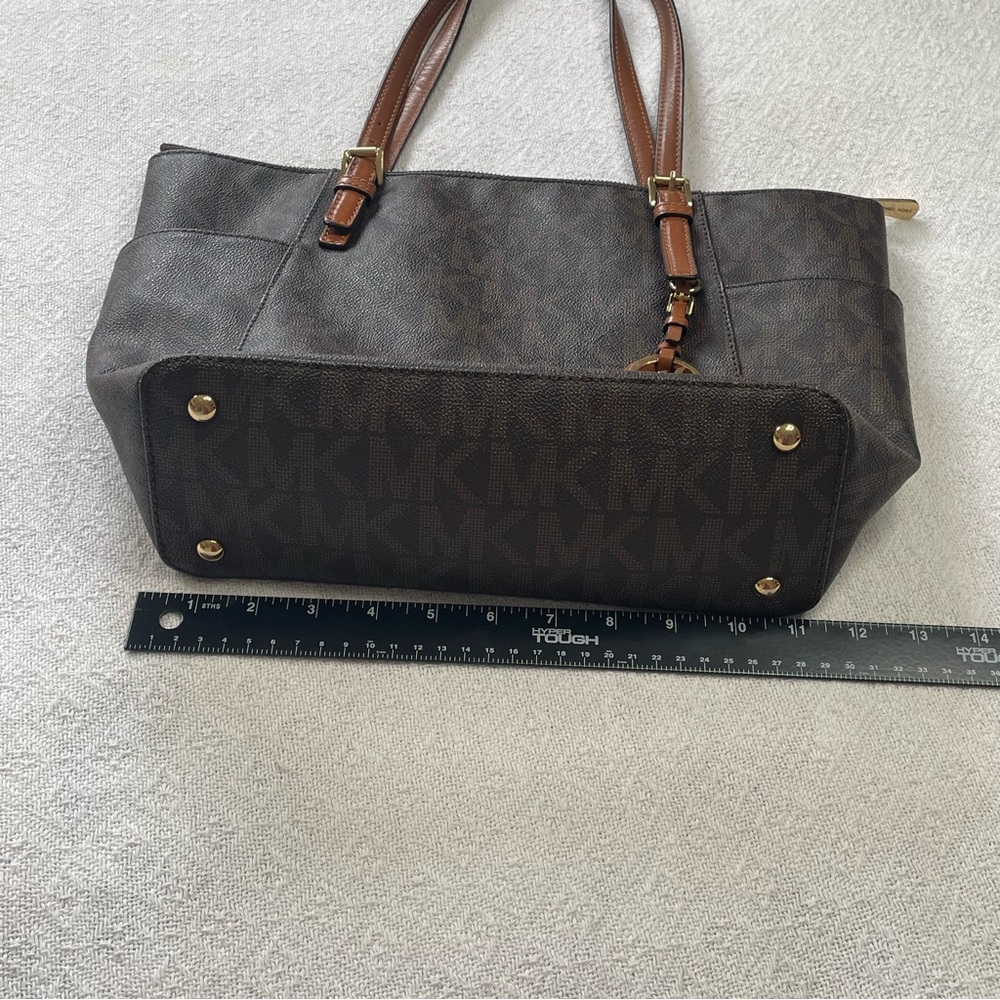 Michael Kors Brown MK Monogram Tote Bag~ Sophisticated Casual - Picture 3 of 15